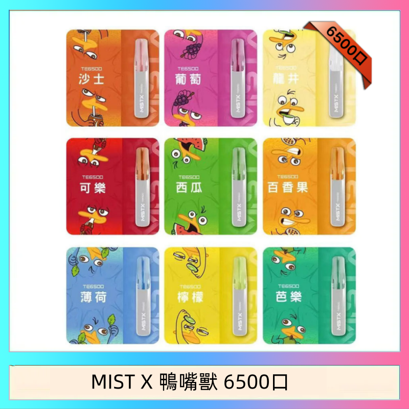 MIST X 鴨嘴獸 6500口 MIST X 鴨嘴獸 6500口一次性拋棄式電子煙|陶瓷芯更穩定